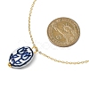 Handmade Porcelain White and Blue Floral Oval Pendant Brass Cable Chain Necklaces for Women NJEW-JN05675-2