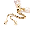 Natural Pearl Beaded Slider Bracelet for Women BJEW-JB08330-02-5
