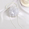 1Pc Retro Cloth Rose Flower Waxed Cord Wrap Choker Necklaces for Women NJEW-CP0001-05B-3