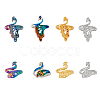 DICOSMETIC 16Pcs 8 Styles Alloy Peacock Cuff Ring Settings for Rhinestone RJEW-DC0001-16-1