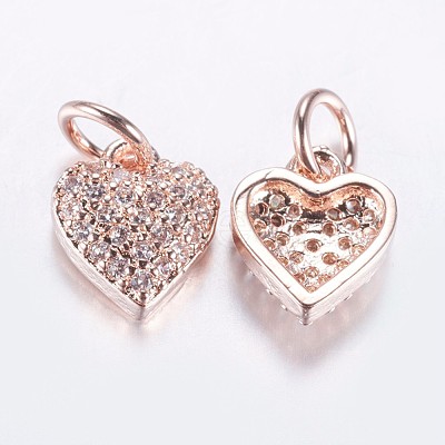 Long-Lasting Plated Brass Micro Pave Cubic Zirconia Charms ZIRC-F069-41RG-1
