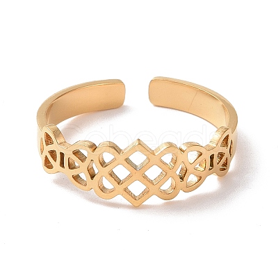 304 Stainless Steel Sailor's Knot Open Cuff Ring LS-RJEW-P037-04G-1
