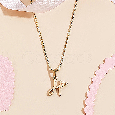 1pc Brass Chain & 304 Stainless Steel Letter Pendant Necklaces NJEW-LP0001-40H-G-1