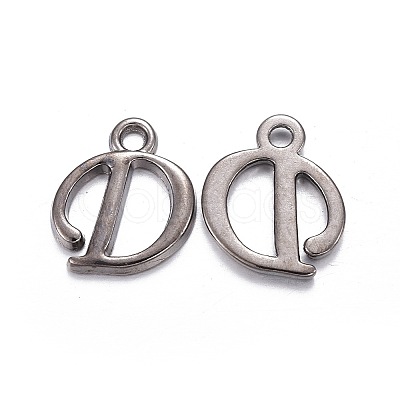 Gunmetal Plated Alloy Letter Pendants PALLOY-P097-03-D-1