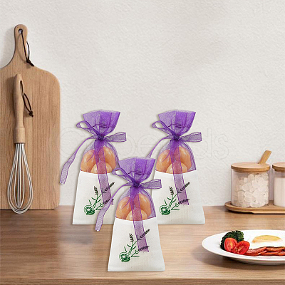 25Pcs Printed Cotton Organza Dried Flower Storage Drawstring Bags with Ribbon ABAG-SP0001-56A-1