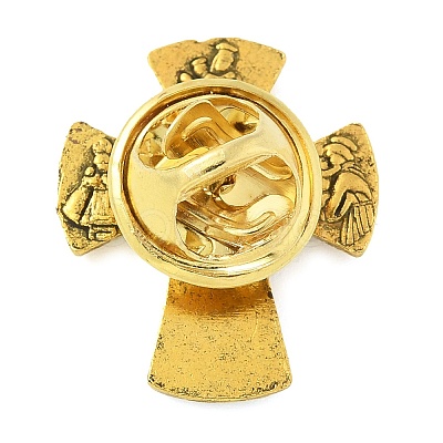 Cross Alloy Black Enamel Pins Brooches LS-JEWB-M049-01AG-02-1