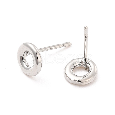 Brass Hollow Out Initial Letter Stud Earrings EJEW-A044-01P-O-1