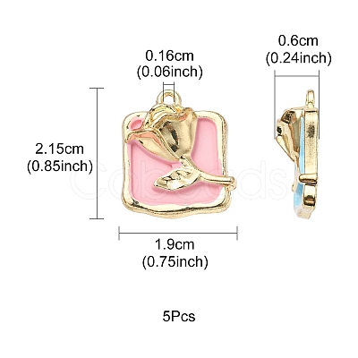 5Pcs Rack Plating Alloy Enamel Pendants ENAM-YW0002-46-1