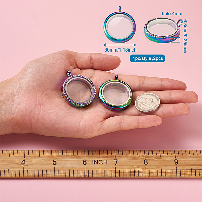 2Pcs 2 Style Alloy Magnetic Locket Pendants PALLOY-TA0002-33M-1