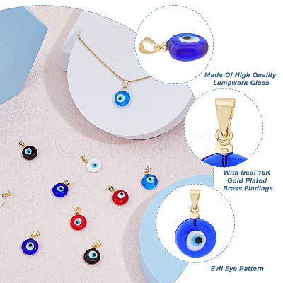 20Pcs 5 Colors Handmade Lampwork Evil Eye Pendants LAMP-HY0001-03-1
