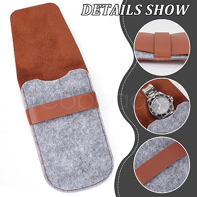 Portable PU Leather & Felt Single Watch Pouch Storage Bags ABAG-WH0248-501B-1