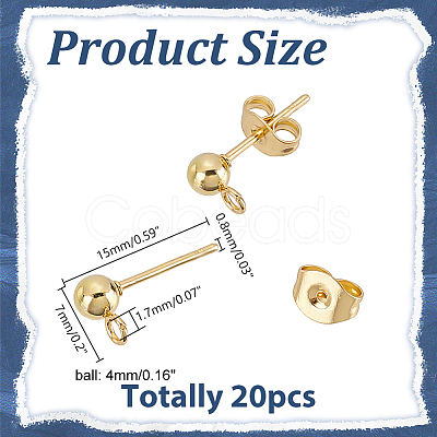 20Pcs 304 Stainless Steel Stud Earring Findings STAS-LP0001-11-1