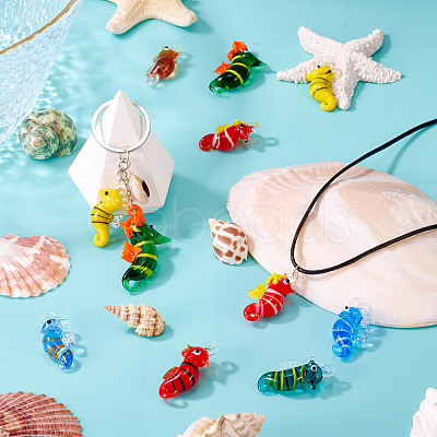8Pcs 8 Styles Handmade Lampwork Pendants LAMP-TA0001-98-1