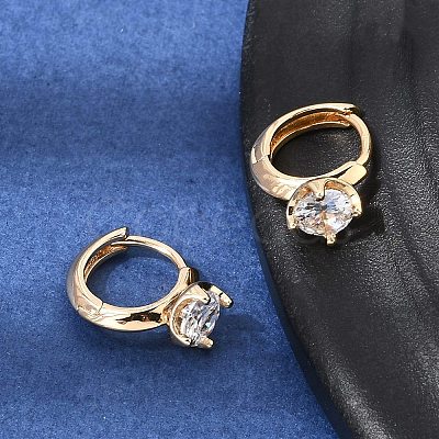 Brass Micro Pave Cubic Zirconia Hoop Earrings KK-CBAD29A-06G-1