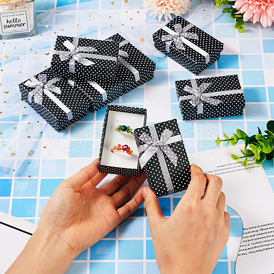Polka Dot Print Cardboard Jewelry Gift Boxes with Bowknot X1-CON-TAC0001-10E-1