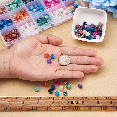 300Pcs 15 Colors Natural Crackle Agate Beads G-TA0001-26-1
