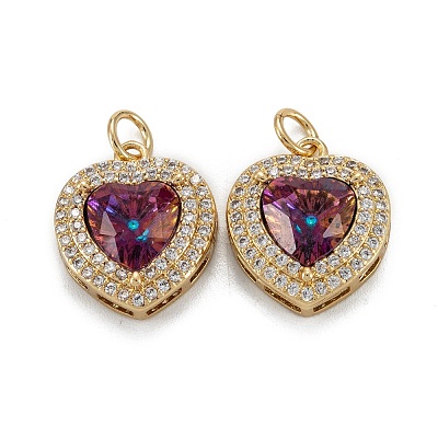Brass Micro Pave Cubic Zirconia Pendants KK-G404-A-01H-G-1
