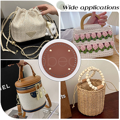 3Pcs 3 Colors Flat Round PU Leather Knitting Crochet Bags Nail Bottom Shaper Pad DIY-CL0002-14-1
