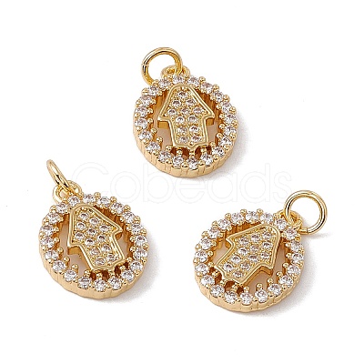 Brass Micro Pave Clear Cubic Zirconia Pendants KK-G439-38G-1