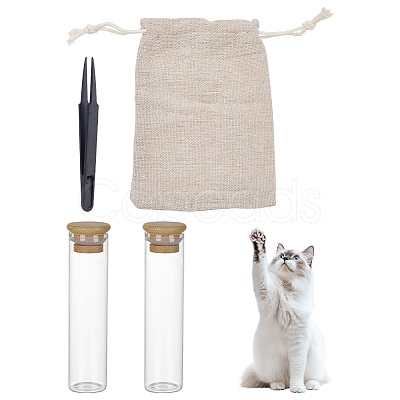 2Pcs Glass Bead Storage Tubes with Bamboo Caps for Cat Fur Storage AJEW-WR0002-82-1