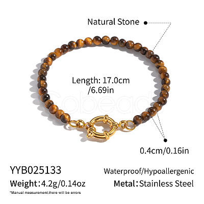 Natural Tiger Eye Rondelle Beaded Bracelets OA9565-1-1