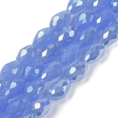 Opaque Solid Color Electroplate Glass Beads Strands EGLA-N013-J4mm-B06-1
