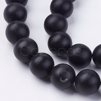 Natural Black Stone Bead Strands X-G-R193-01-12mm-1