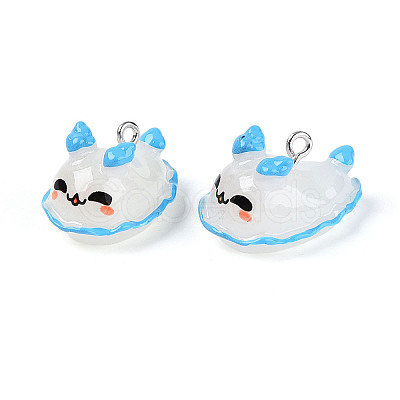 Sea Animal Theme Opaque Resin Pendants RESI-D071-04F-1