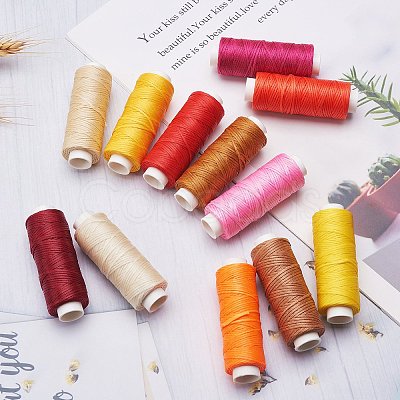 12Rolls 12 Colors Waxed Polyester Cord YC-SZ0001-03C-1