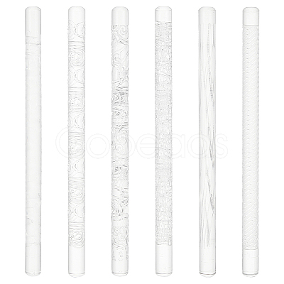 6Pcs 6 Style Acrylic Carved Rolling Pin AJEW-BC0006-51-1