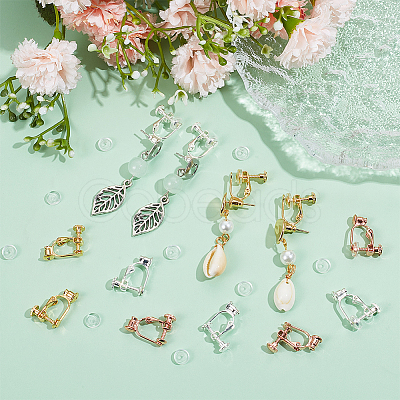 24Pcs 3 Colors Brass Screw On Clip-on Earring Findings KK-SP0001-19-1