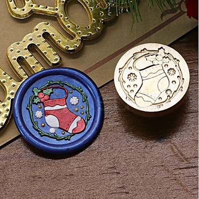 Christmas Series Wax Seal Brass Stamp Head LS-AJEW-M037-01G-11-1