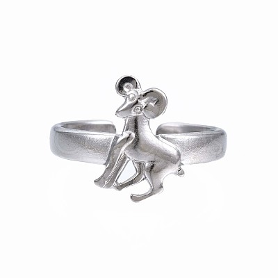 Non-Tarnish 304 Stainless Steel 12 Constellations/Zodiac Signs Open Cuff Ring for Women RJEW-S405-156P-1