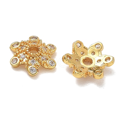 Brass Micro Pave Cubic Zirconia Bead Caps CU-CBA6E4E-10G-1