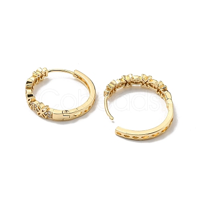 Brass with Clear Cubic Zirconia Hoop Earrings EJEW-B035-22KCG-1