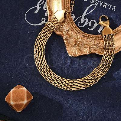 Ion Plating(IP) 304 Stainless Steel Mesh Chain Bracelet BJEW-G669-14G-1