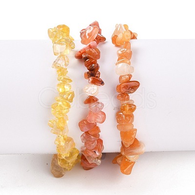 Chips Natural Mixed Stone Stretch Bracelets X-BJEW-JB05644-1