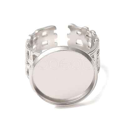 Woven Bezel 304 Stainless Steel Cuff Ring Components SA-CBAD8FA-01P-05-1