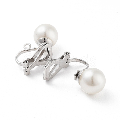 304 Stainless Steel Clip-on Earring Findings with Imitation Pearl Plastic Beaded LS-STAS-H216-03D-P-1