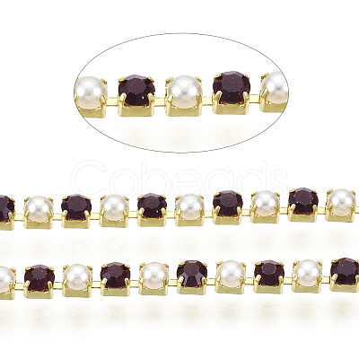 Brass Rhinestone Strass Chains CHC-N017-001A-A10-1