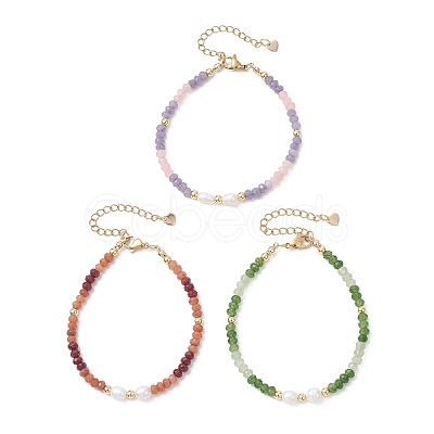 Dyed Natural Malaysia Jade & Natural Cultured Freshwater Pearl Beaded Bracelets for Women BJEW-JB13154-1