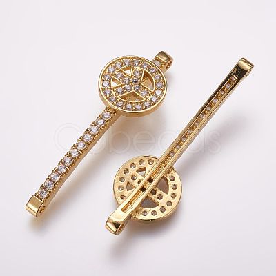 Brass Micro Pave Cubic Zirconia Links ZIRC-F053-14G-1