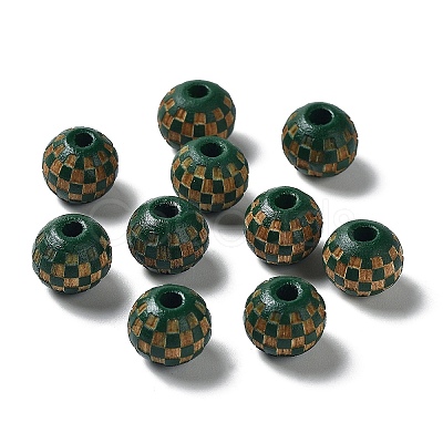 Wood Laser Engraved Tartan Beads WOOD-I011-01A-05-1