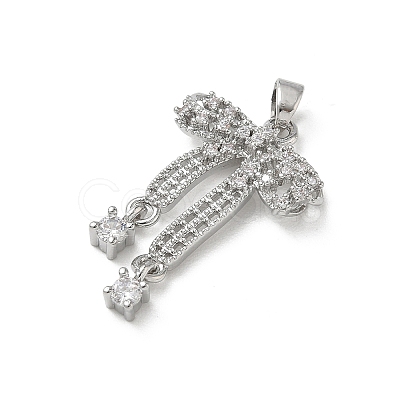 Brass Micro Pave Clear Cubic Zirconia Pendants KK-A299-12P-1
