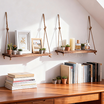 4Pcs Rectangle Wooden Hanging Stands for Plants ODIS-WA0001-15-1