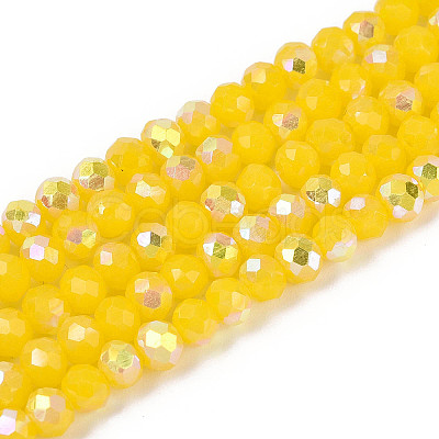 AB Color Plated Opaque Glass Rondelle Beads Strands EGLA-T029-4mm-09E-1