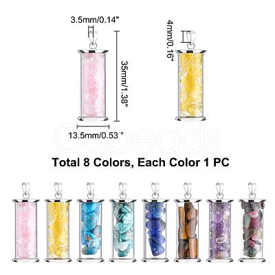 8Pcs 8 Style Alloy & Glass Wish Bottle Pendants G-PH0001-45-1