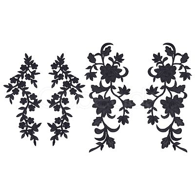 4Pcs 2 Styles Plum Blosssom & Flower Cotton Computerized Embroidery Sew on Patches PATC-GA0001-35-1