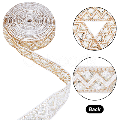 Sparkle Polyester Embroidery Ribbon OCOR-WH0070-76B-1