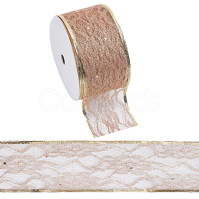 Polyester Glitter Lace Trim OCOR-WH0109-007-1